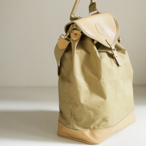 Vintage Thick Canvas Back Pack Style Bag - Picture 4 of 7